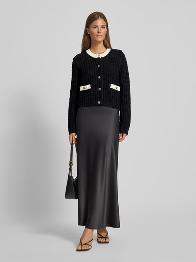 Liu Jo White Strickjacke mit gerippten Abschlüssen Black 1