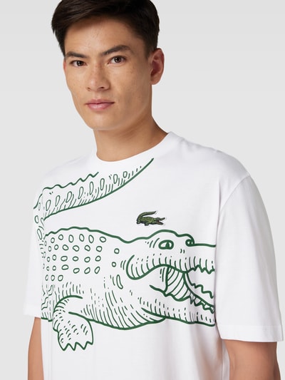 Lacoste T-Shirt mit Motiv-Print Weiss 3