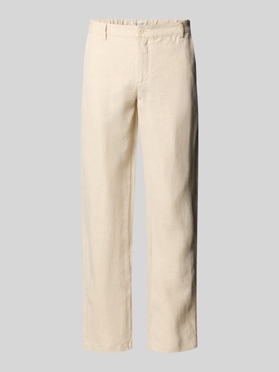 Casual Friday Regular Fit Leinenhose mit Eingrifftaschen Modell 'Pandrup' Beige 2