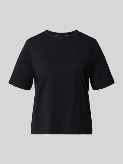 Produktfoto, Regular Fit T-Shirt aus reiner Baumwolle Modell 'ASSIA' von Selected Femme, czarny, jersey, z ozdobnymi szwami, damska, okrągły dekolt, krótki rękaw, jednolity kolor