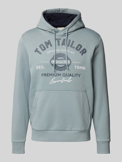 Tom Tailor Regular fit hoodie van katoenmix met logoprint Lichtgroen - 2