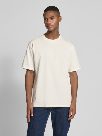 Lindbergh T-Shirt mit geripptem Rundhalsausschnitt Offwhite 4