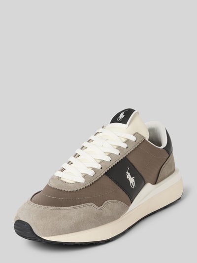 Polo Ralph Lauren Sneakers van leermix met logostitching, model 'Train' Middengrijs - 1