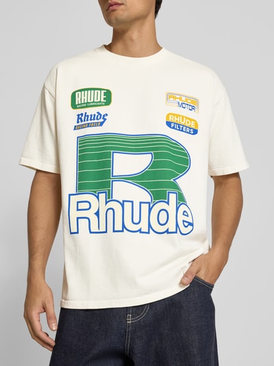 RHUDE Regular Fit T-Shirt mit Logo-Print Offwhite 3
