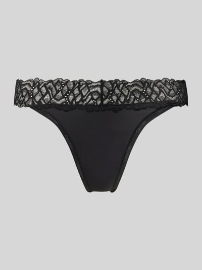 Calvin Klein Underwear String met kantgarnering Zwart - 1