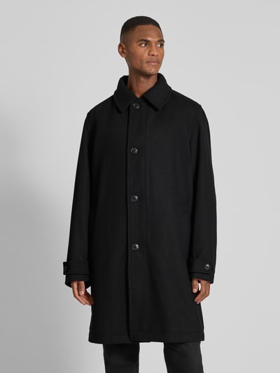 BOSS Orange Regular fit lange wollen jas met platte kraag, model 'OCOZIER' Zwart - 4