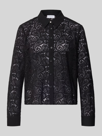 comma Regular fit blouse van kant, model 'EXPLORE' Zwart - 2