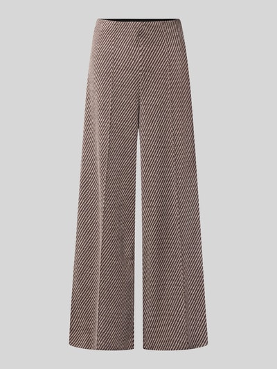 Produktfoto, Wide Fit Hose mit Viskose-Anteil Modell 'Kate' od ICHI, elastyczna mieszanka materiałów, fakturowany wzór, ozdobne szwy, kieszenie z tyłu, częściowo elastyczny pas, szerokość w rozmiarze S: 36 cm, długość wewnętrzna nogawki: 75 cm.