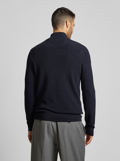 Brax Gebreide pullover met opstaande kraag, model 'Steffen' Marineblauw - 5