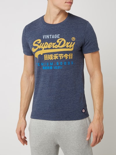 Superdry T-shirt z logo Granatowy melanż 4