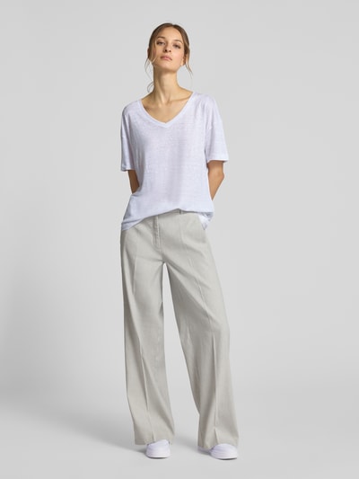 MAERZ Muenchen T-shirt van linnen met V-hals Wit - 1