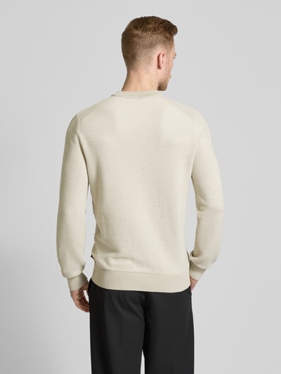 BOSS Orange Strickpullover mit gerippten Abschlüssen Modell 'Aspoki' Beige 5