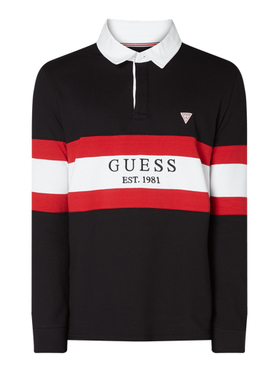 Guess Regular Fit Rugby-Shirt aus Baumwolle  Black 2