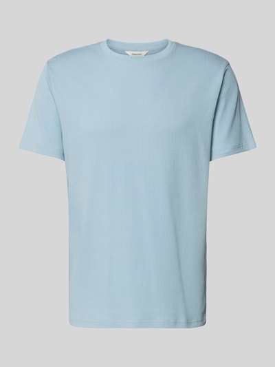 Produktfoto, jasnoniebieskie Regular Fit T-Shirt aus Baumwoll-Mix Modell 'SPENCER' von SELECTED HOMME, gładka optyka, delikatnie prążkowana tekstura, okrągły dekolt, krótki rękaw