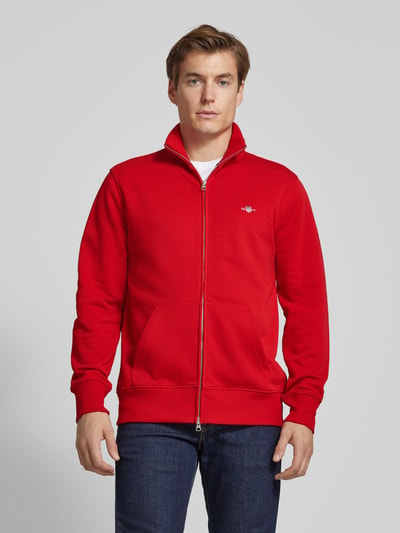 Gant Regular Fit Sweatjacke mit Label-Stitching Modell 'SGIELD' Rot 4