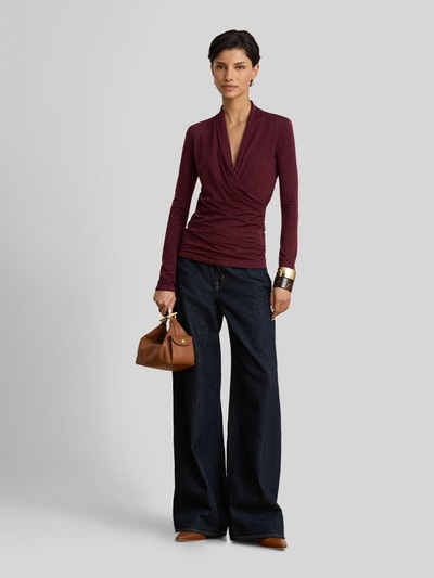 Lauren Ralph Lauren Slim Fit Langarmshirt aus Lyocell-Mix Bordeaux 1