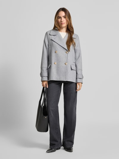 s.Oliver RED LABEL Regular Fit Wolljacke mit doppelreihige Knopfleiste Hellgrau Melange 1