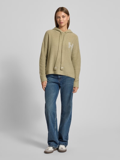 Hemisphere Gebreide pullover van kasjmiermix met capuchon Rietgroen - 1