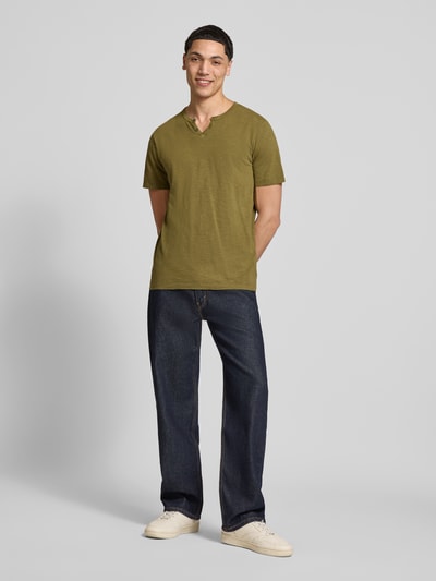 JACK & JONES T-shirt van katoen Model 'SPLIT' Olijfgroen - 1