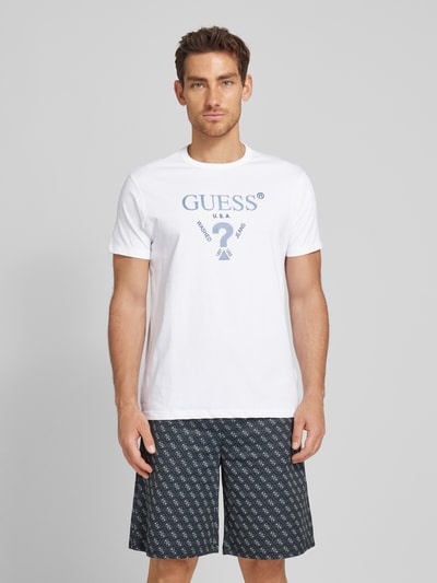 Guess T-shirt z nadrukiem z logo Biały 4