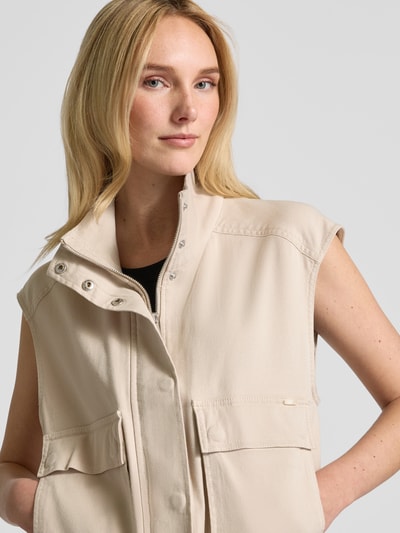 s.Oliver RED LABEL Relaxed fit gilet in twill met staande kraag Beige - 3