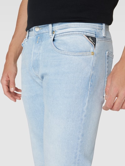 Replay Straight fit jeans met labelpatch, model 'GROVER' Lichtblauw - 3