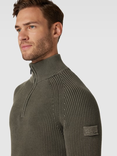 JOOP! Jeans Gebreide pullover met schipperskraag, model 'Henricus' Olijfgroen - 3