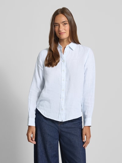 GANT Regular Fit Leinenbluse mit Hemdblusenkragen und Label-Stitching Hellblau 4
