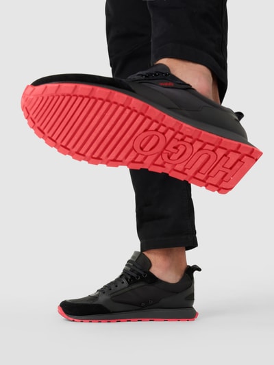 HUGO Sneakersy z detalami z logo Czarny 1