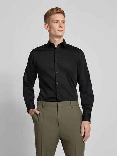 JOOP! Slim fit zakelijk overhemd met kentkraag, model 'Pit' Zwart - 4