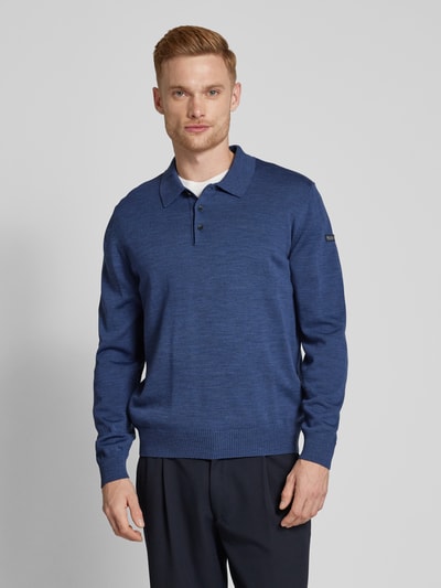 MAERZ Muenchen Gebreide pullover met polokraag Oceaanblauw gemêleerd - 4