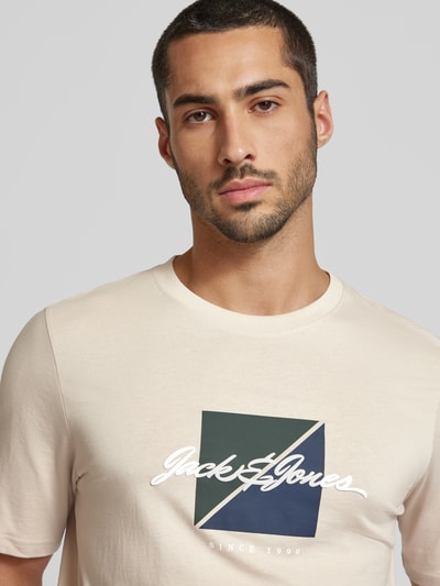 Jack & Jones T-shirt met labelprint, model 'WAYNE' Offwhite - 3