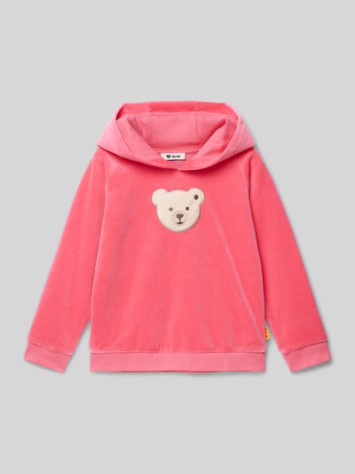 Steiff Hoodie met logobadge Felroze - 1