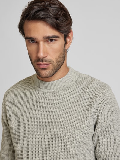 Jack & Jones Premium Gebreide pullover met ribboorden, model 'VIGGO' Rietgroen - 3