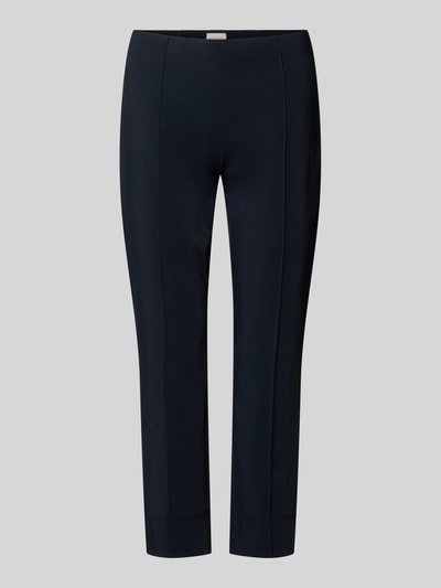Productfoto, donkerblauwe Caprihose met lengtenaden van model 'CAPRI' van SEDUCTIVE, materiaal-mix met katoen, regular fit, dames.
