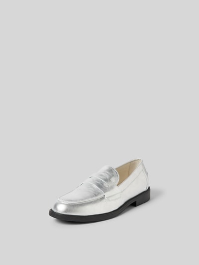 Duke & Dexter Penny-Loafer aus echtem Leder Silber 2