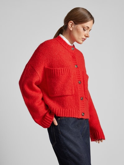 Jake*s Casual Oversized gebreid jack met wol en knoopsluiting Rood - 4