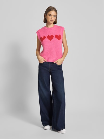 Pieces Regular Fit Pullunder aus grobem Strick Modell 'JOVE' Pink Melange 1