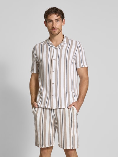 Lindbergh Relaxed fit vrijetijdsoverhemd met reverskraag Zand - 4