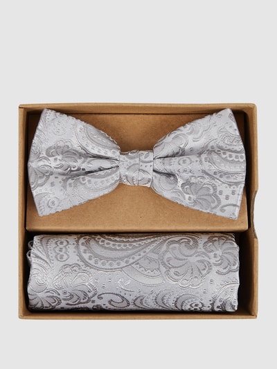 Prince Bowtie Strik en pochet in een set met all-over motief Zilver - 1