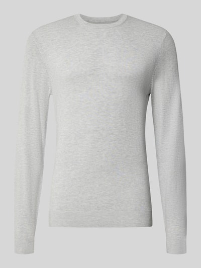 MCNEAL Strickpullover mit geripptem Rundhalsausschnitt Hellgrau Melange 1