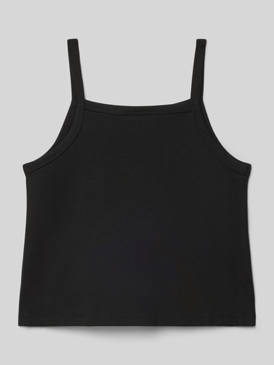 Produktfoto, Regular Fit Trägertop aus Viskose-Mix Modell 'PUNTO STRAP TOP' von Calvin Klein Jeans in Schwarz, unifarbene Optik, schmale Träger