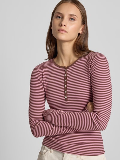 REVIEW Bluzka z długim rękawem z kołnierzem henley Różowawy 3