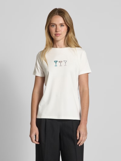comma T-Shirt mit Motiv-Print Offwhite 4