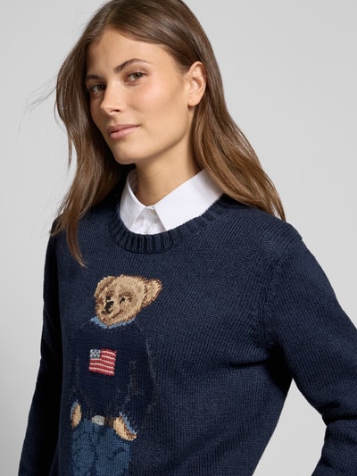 Polo Ralph Lauren Strickpullover mit Motiv-Stitching Modell 'BEAR' Marine 3