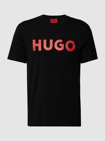 HUGO T-shirt met labelopschrift, model 'DULIVIO' Zwart - 2