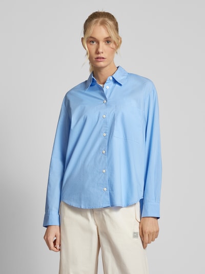 Marc O'Polo Denim Overhemdblouse in effen design Lichtblauw - 4