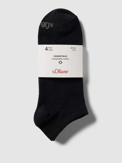 s.Oliver RED LABEL Sneakersokken met labelprint in een set van 4 paar Zwart - 3