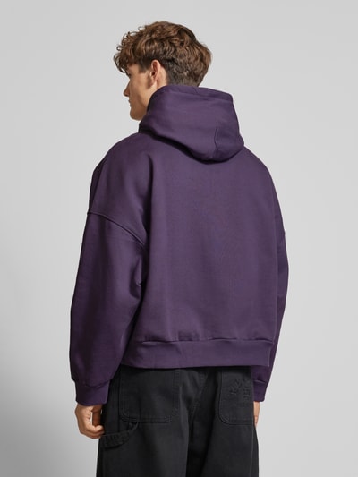 REVIEW Hoodie met labelstitching Aubergine - 5