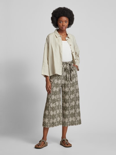 Apricot Wide Leg Stoffhose mit Allover-Print Khaki 1